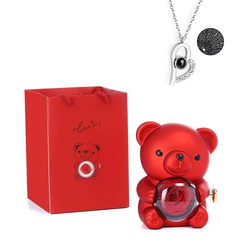 Coffret Teddy Rose Lumière – Édition Noël 🎄