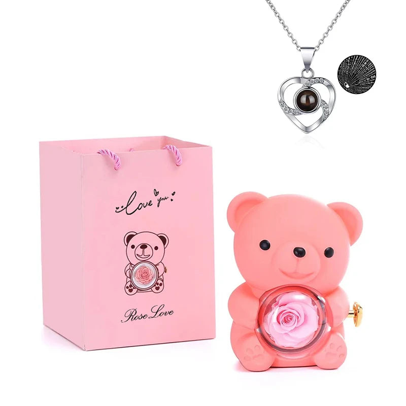 Coffret Teddy Rose Lumière – Édition Noël 🎄